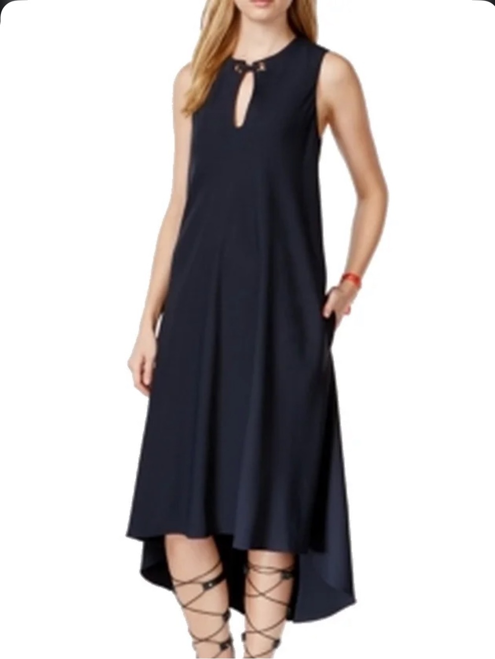 Rachel Roy Sleeveless Navy Keyhole High-Low Dress